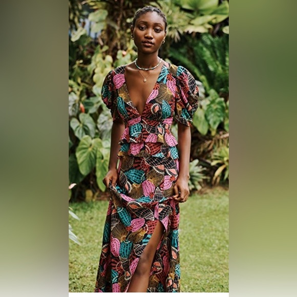 Farm Rio Shell Mix Midi Dress - Picture 2 of 4